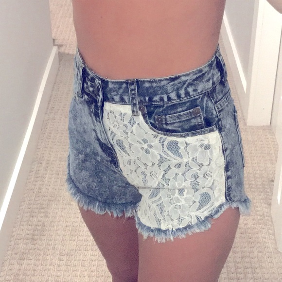 Christian Dior Premium Reworked Denim Lace Shorts - Picture 2 of 9
